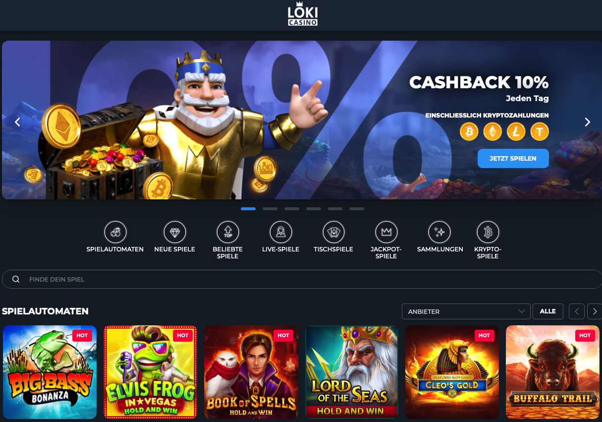Loki Casino Lobby