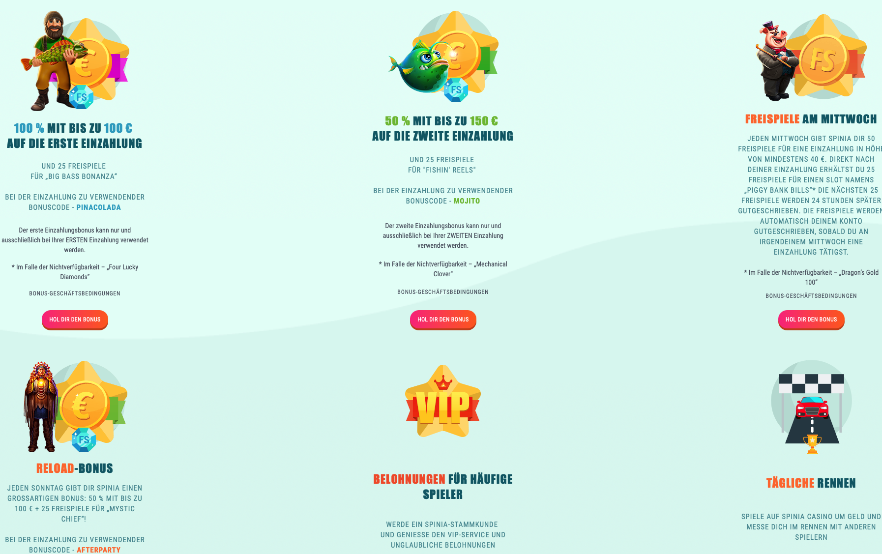 Spinia Casino Bonus